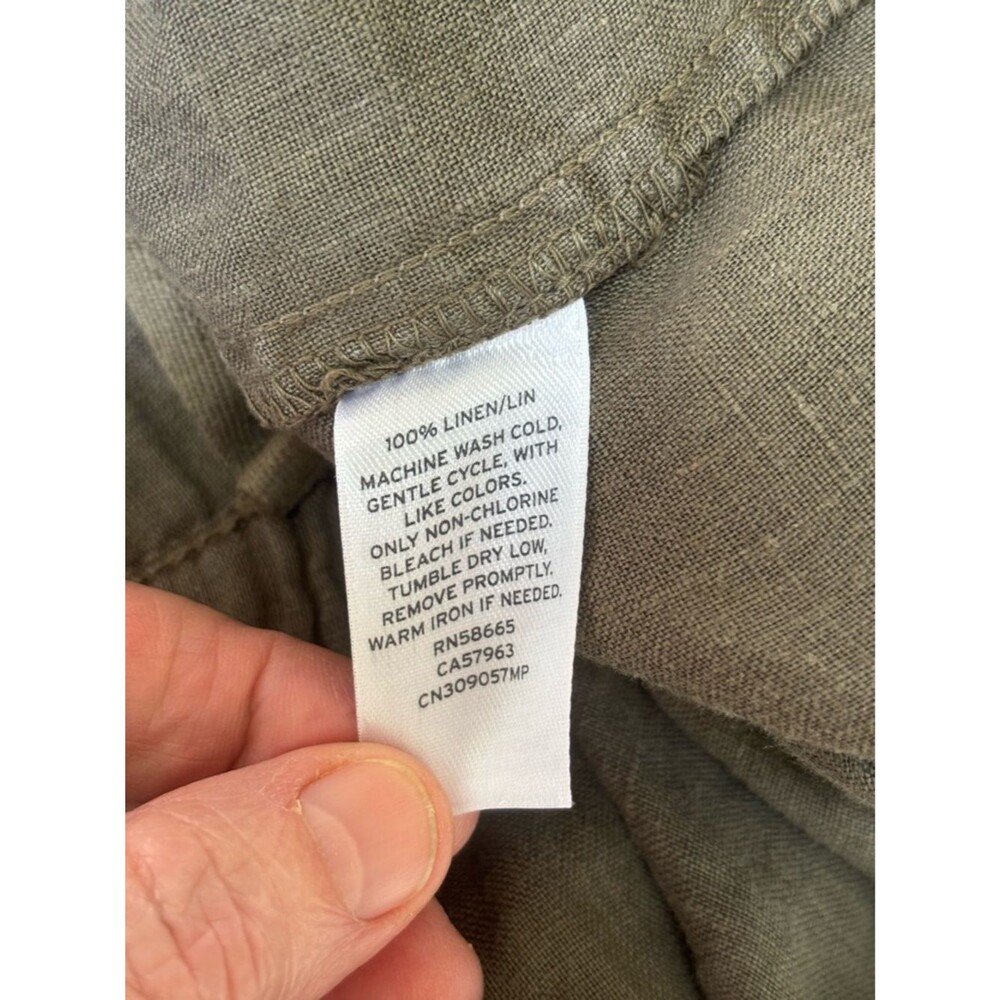 Caslon Olive Utility Zip Front Linen Jacket 2 Pockets Women MP Good Condition - Picture 6 of 7